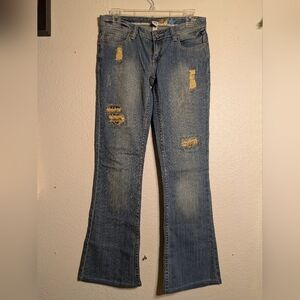 mudd Bootcut Distressed Blue Jeans Size 5 Pre-owned